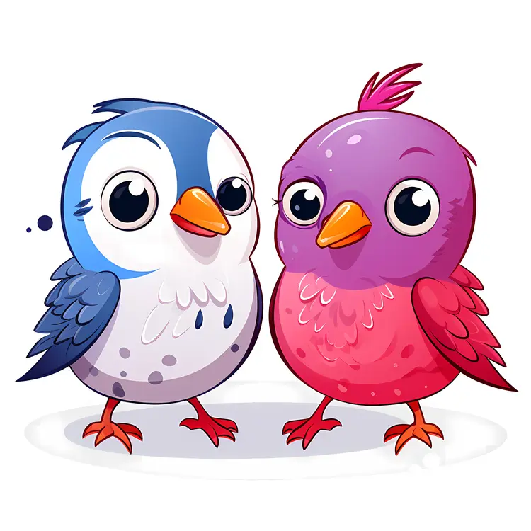 Cute Cartoon Birds Illustration
