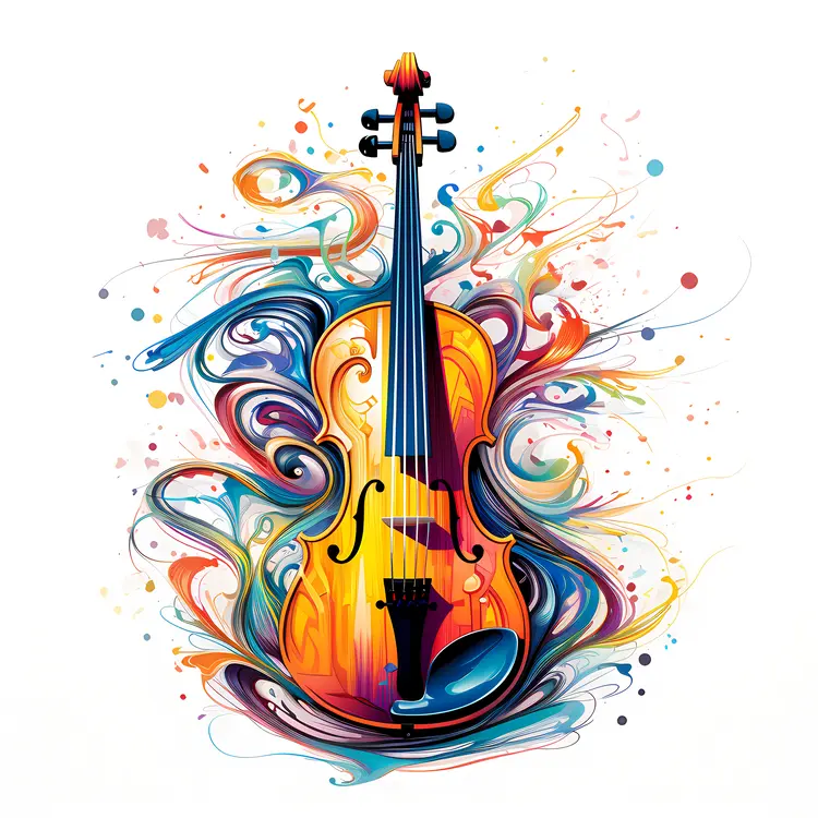 Colorful Violin with Artistic Design