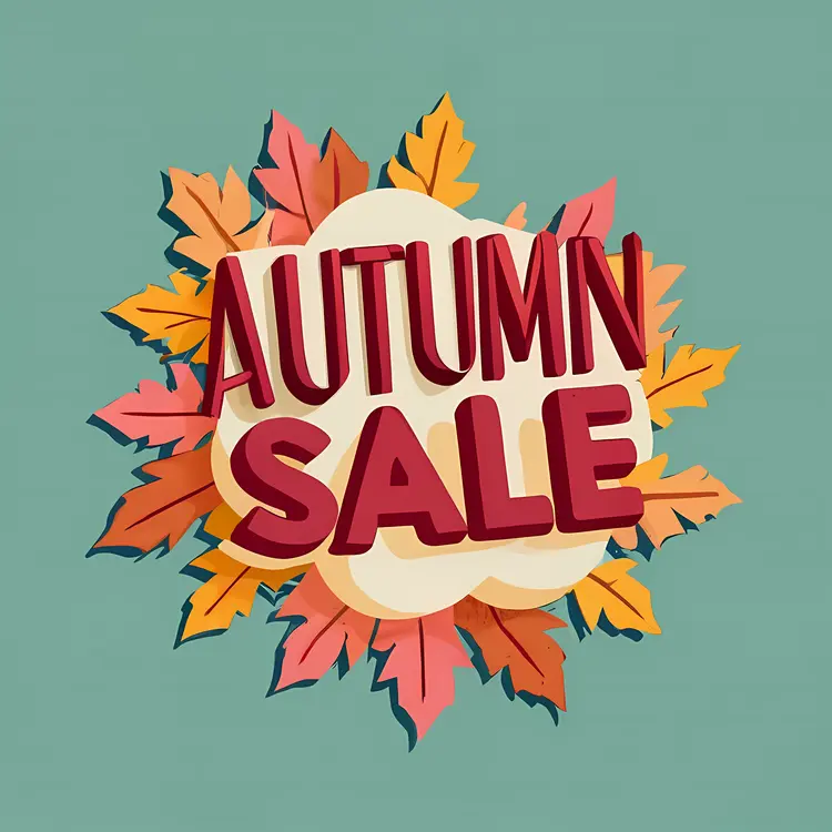 Autumn Sale Sign with Colorful Leaves