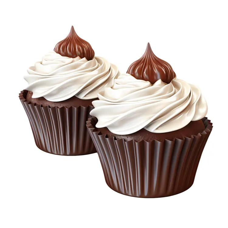 Chocolate Cupcakes with Cream and Chocolate Topping