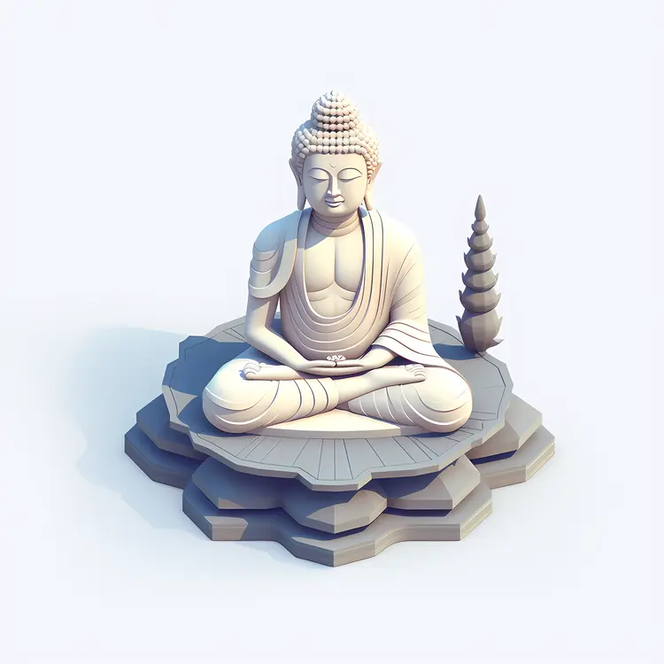 White Buddha Statue in Meditation Pose