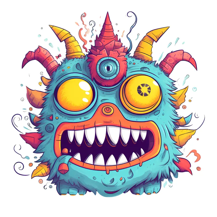 Crazy Blue Monster with Orange Horns