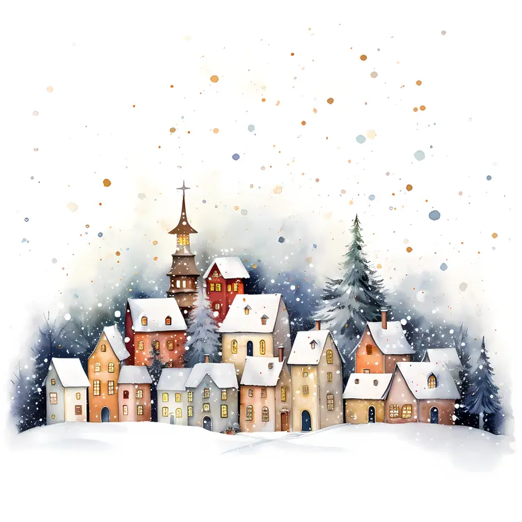 Snowy Village in Winter Wonderland