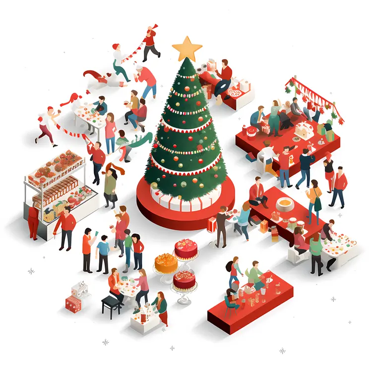 Christmas Event with Tree and Food