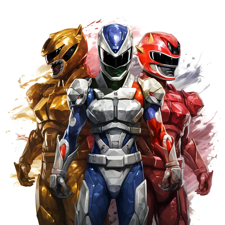 Colorful Power Rangers in Action