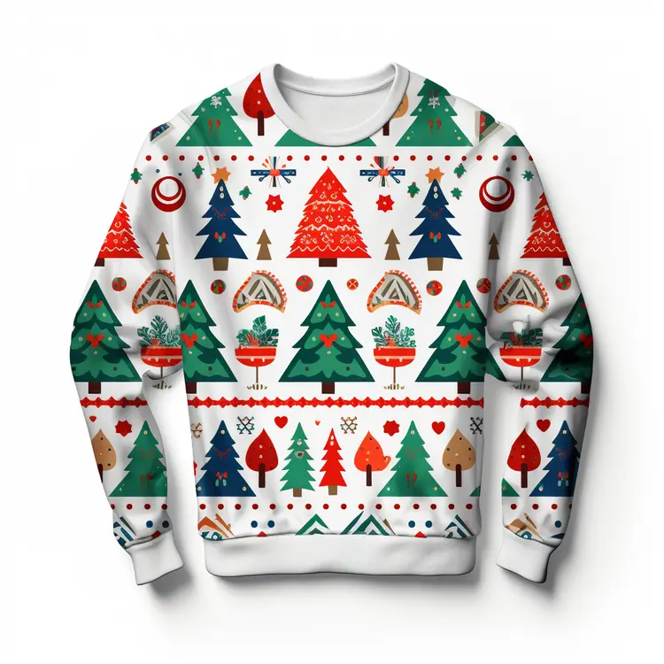 Festive Christmas Sweater with Holiday Patterns
