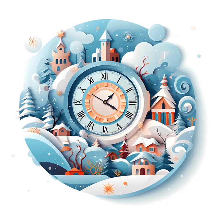 Winter Village Decorative Clock