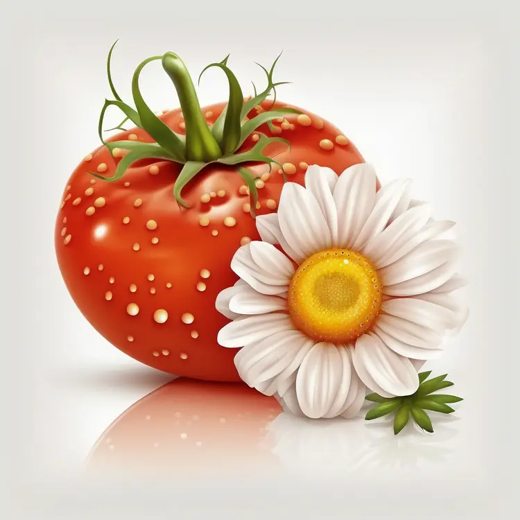 Fresh Red Tomato with Daisy Flower