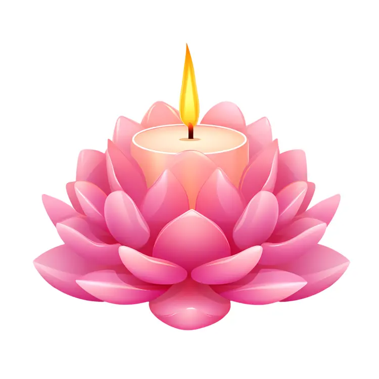 Pink Candle with Lotus Petals