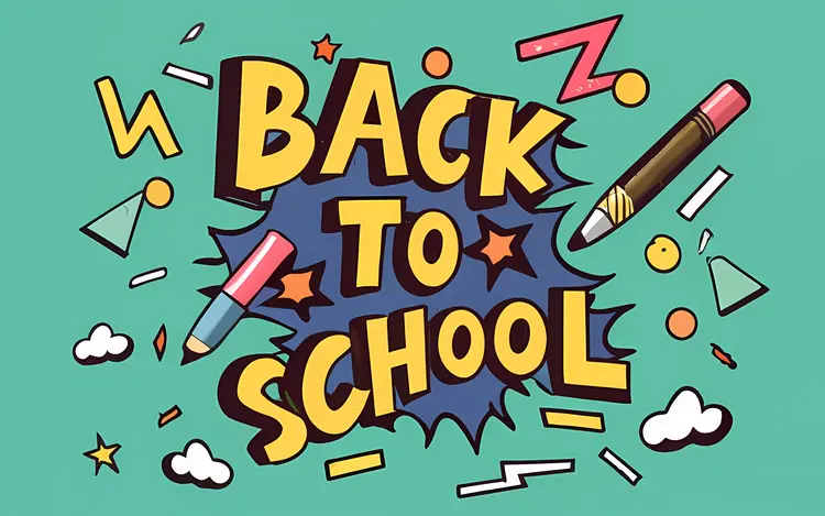 Back to School Text with Pencils and Apples