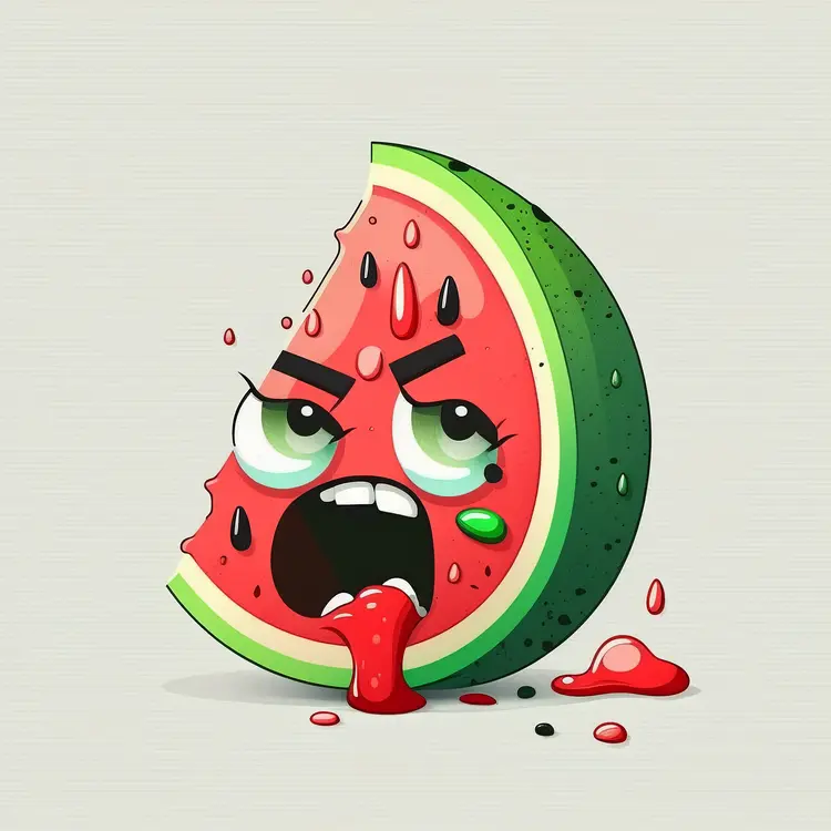 Angry Watermelon Cartoon Illustration