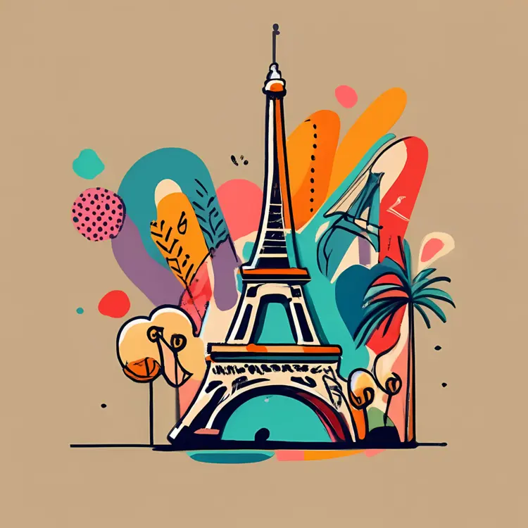 Colorful Eiffel Tower Doodle