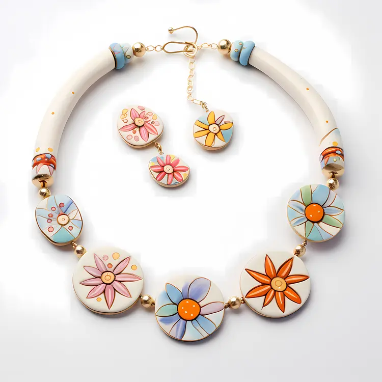 Colorful Flower Necklace Set