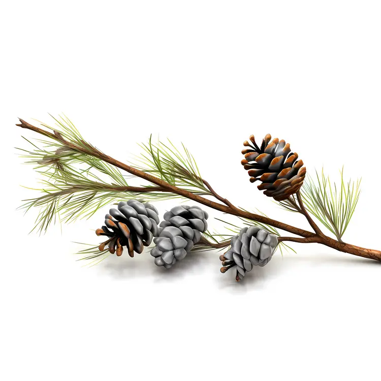 Winter Pine Cones and Branch