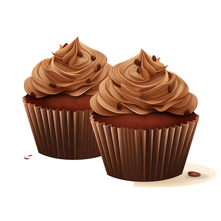 Two Chocolate Cupcakes with Frosting
