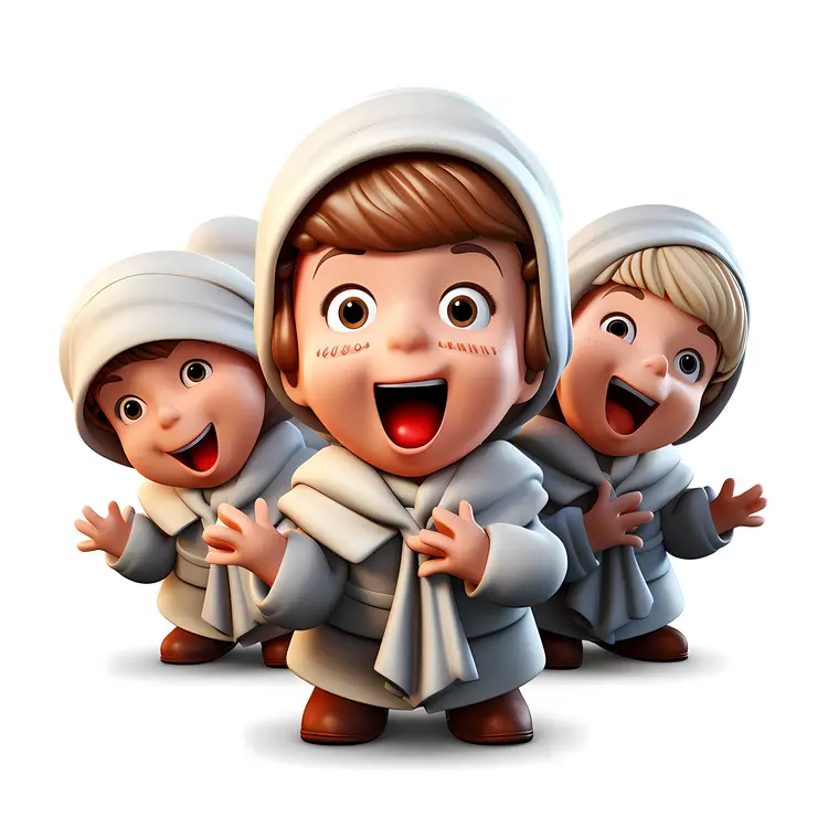 Caroling Kids in Winter Attire