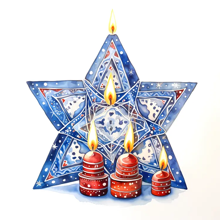 Blue Star with Candles