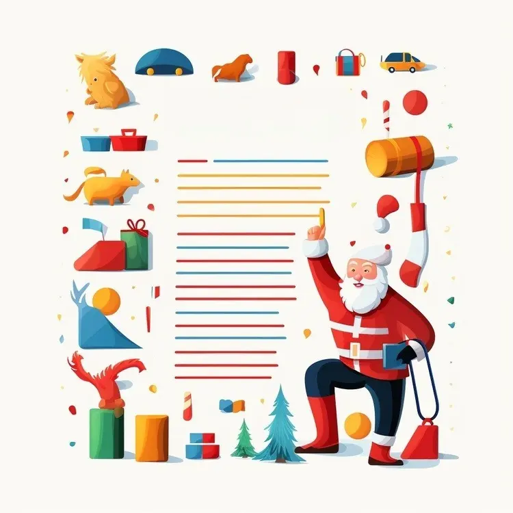 Santa Claus with a Colorful Christmas List
