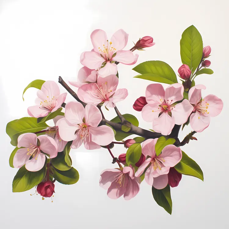 Pink Cherry Blossoms on a Branch