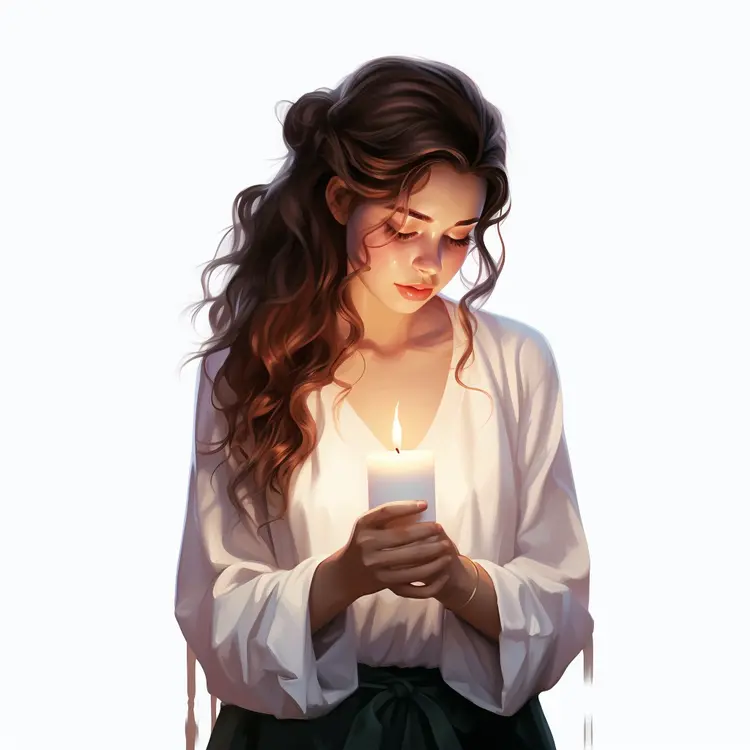 Serene Woman Holding a Candle