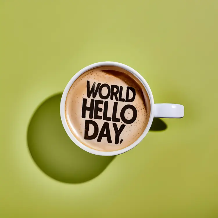 World Hello Day on Coffee Cup