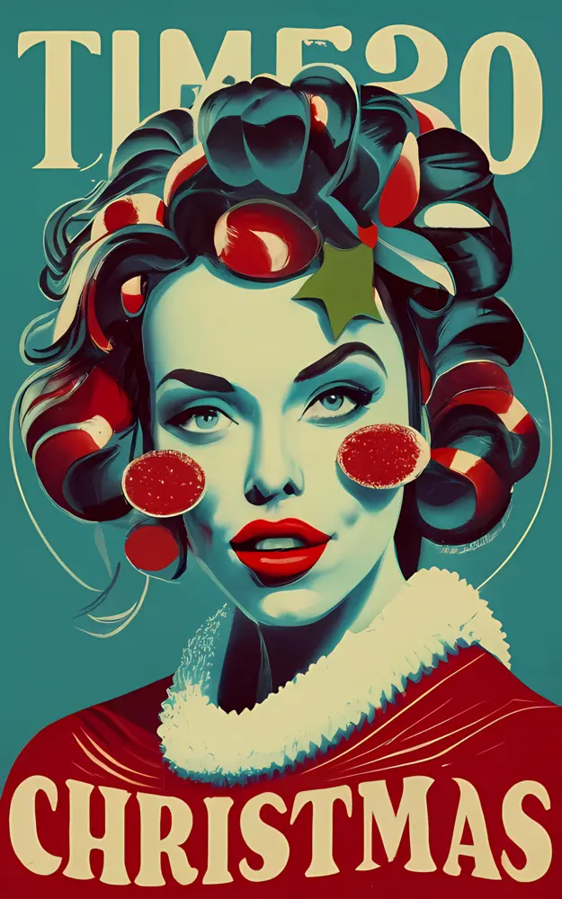 Retro Woman with Christmas Decorations