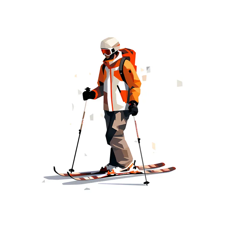 Skiing Enthusiast in Snowy Mountains
