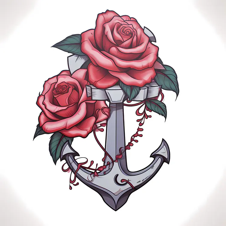 Anchor with Roses and Vines