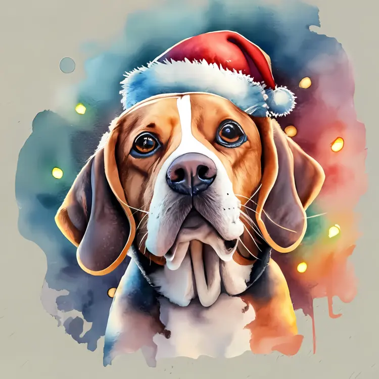 Festive Dog with Santa Hat