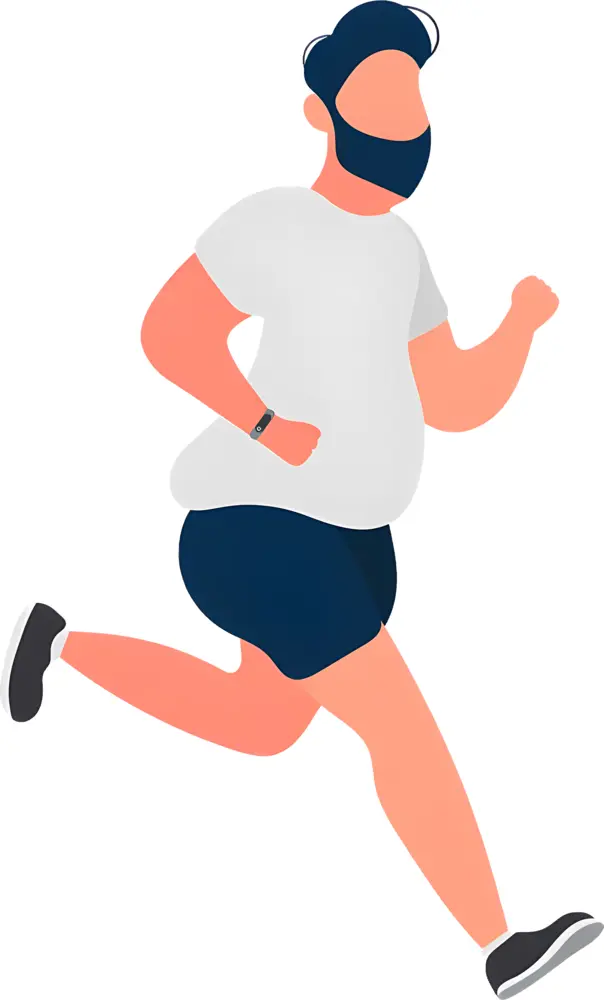 Person Running with Mask in Blue Shorts
