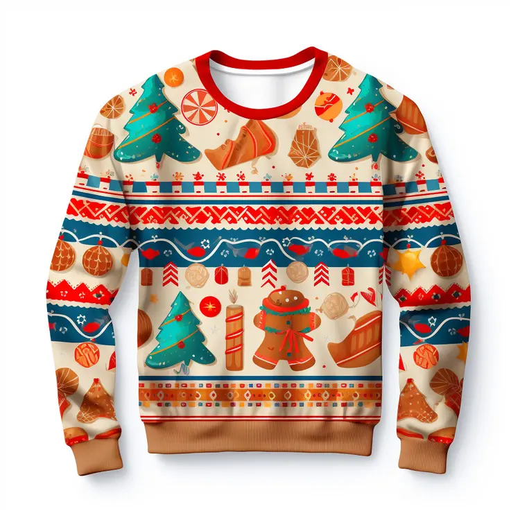 Festive Christmas Sweater with Holiday Designs