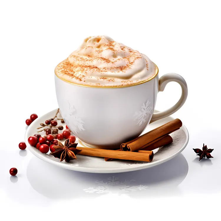 White Cup with Cinnamon and Whipped Cream
