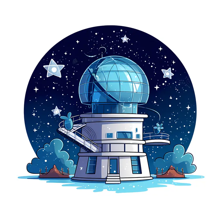 Observatory Under Starry Night Sky