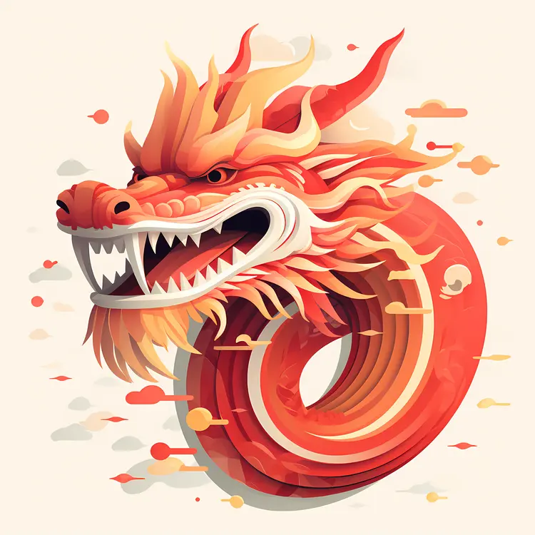 Fiery Dragon with Flames