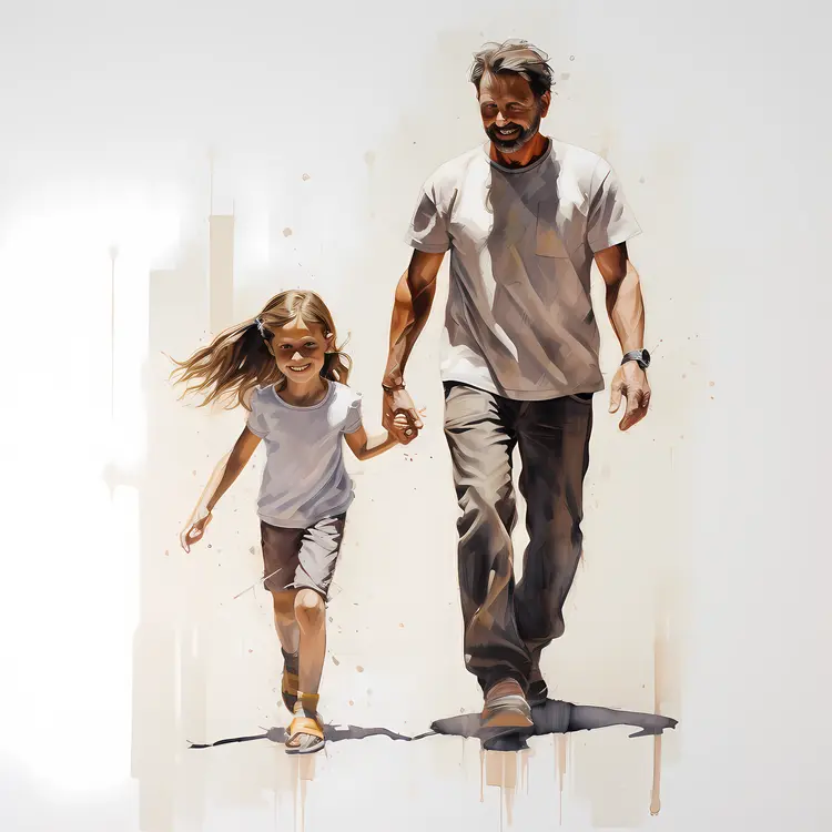 Father and Daughter Walking Together
