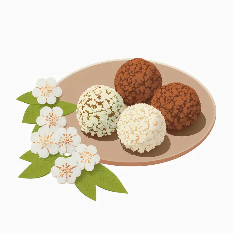 Traditional Rice Balls with Flowers for Hanami Festival