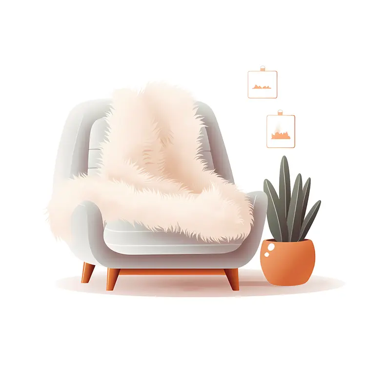Gray Armchair with Plant