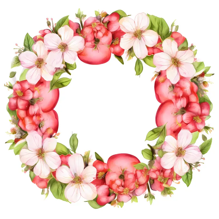 Floral Wreath with Pink Flowers
