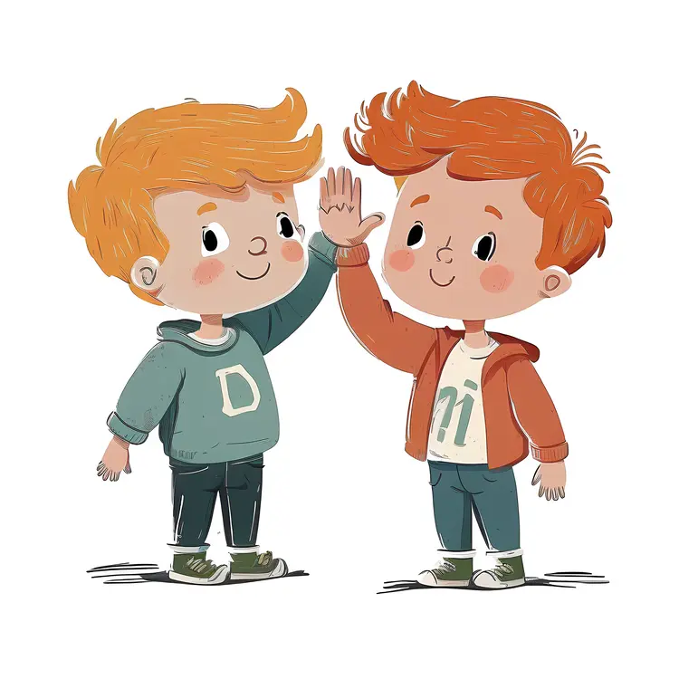Cartoon Boys High-Fiving