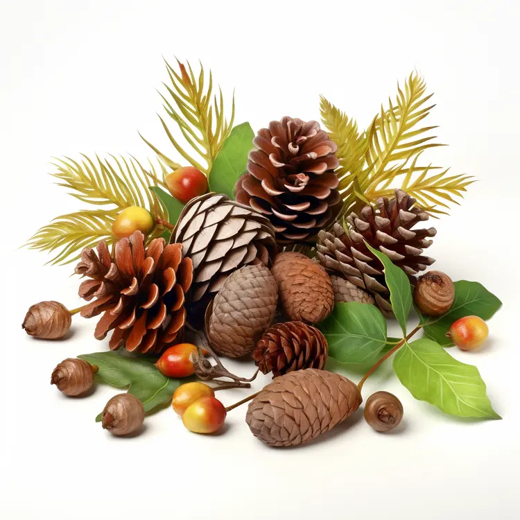 Pine Cones and Autumn Leaves for Seasonal Decoration