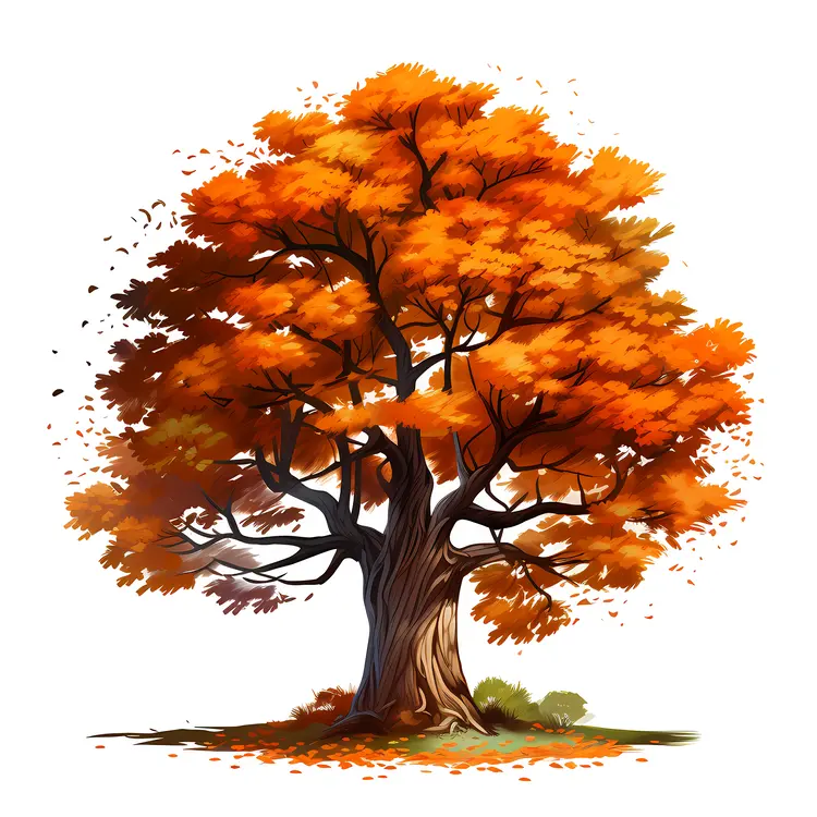 Large Orange Tree in Autumn