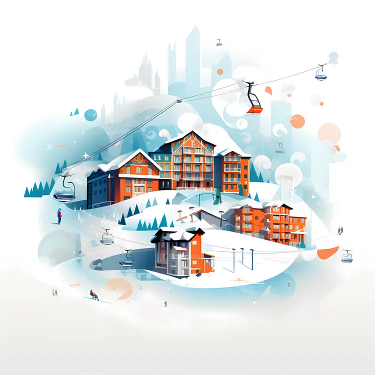 Ski Village with Cable Cars