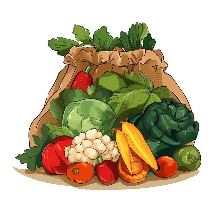 Assorted Vegetables in a Brown Bag