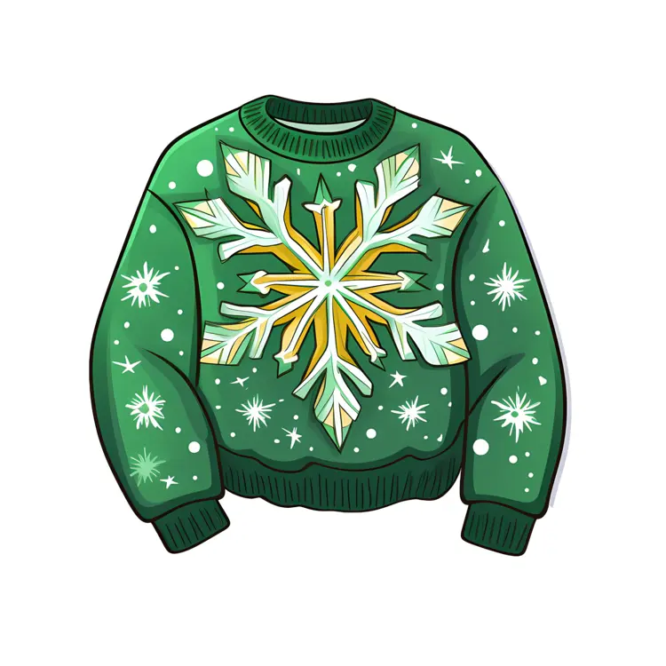 Green Sweater with Snowflake Design