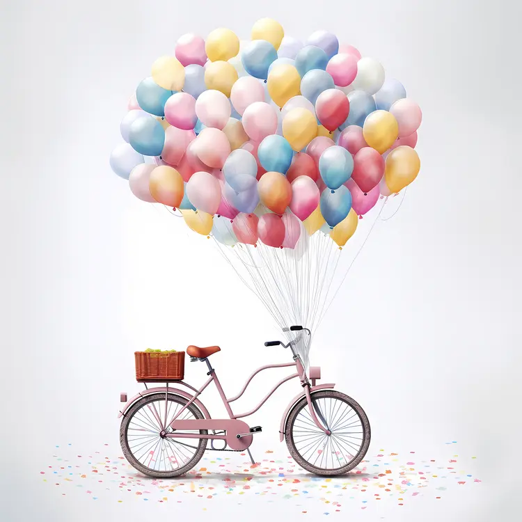 Bicycle with Colorful Balloons