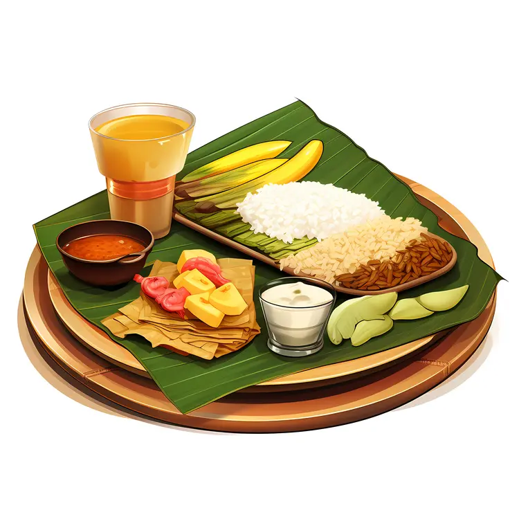 Traditional Banana Leaf Meal for Onam Festival