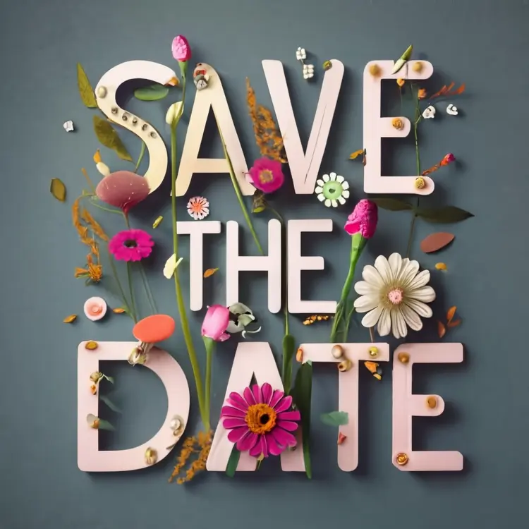 Minimalist Save the Date with Flowers