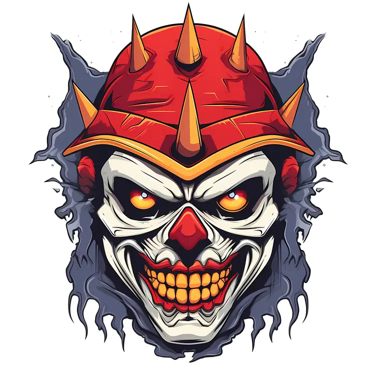 Sinister Evil Clown with Spiked Helmet for Halloween