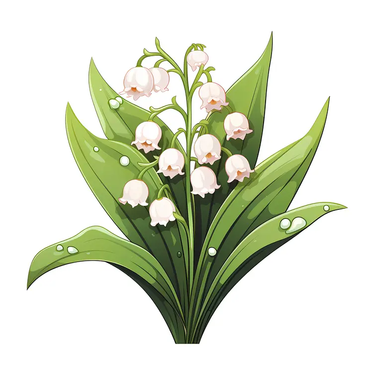 Simple Lily of the Valley with Dew Drops