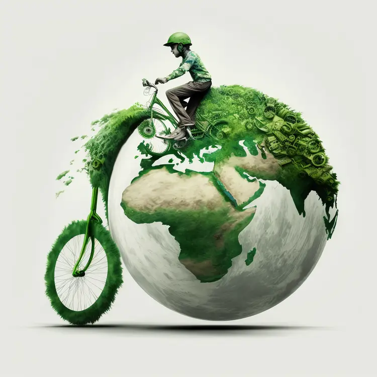 Eco-friendly Bicycle on Green Earth for Earth Day Concept